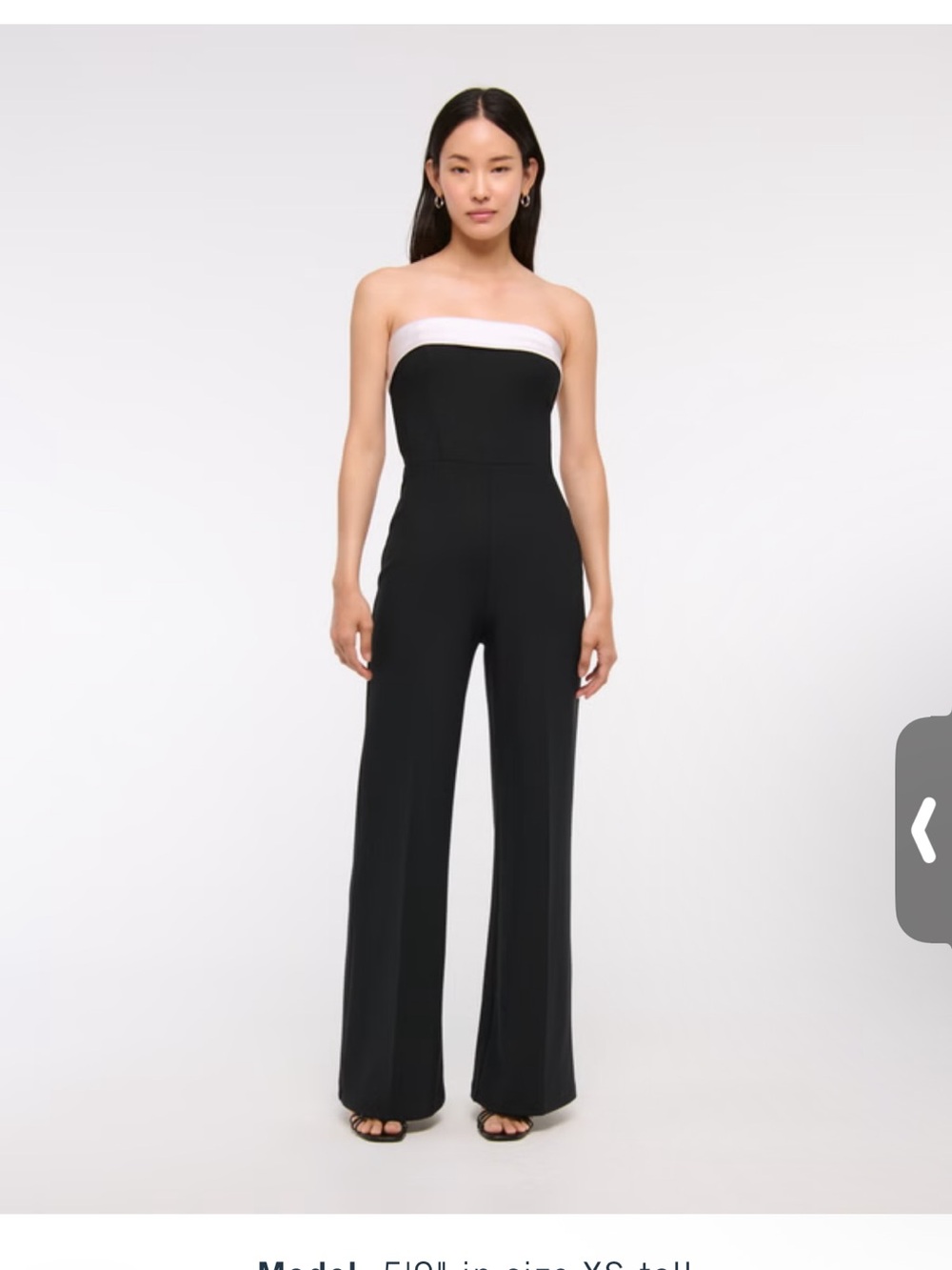 Abercrombie & Fitch Black & White Strapless Stretchy Wide-Leg Jumpsuit Sz L Tall